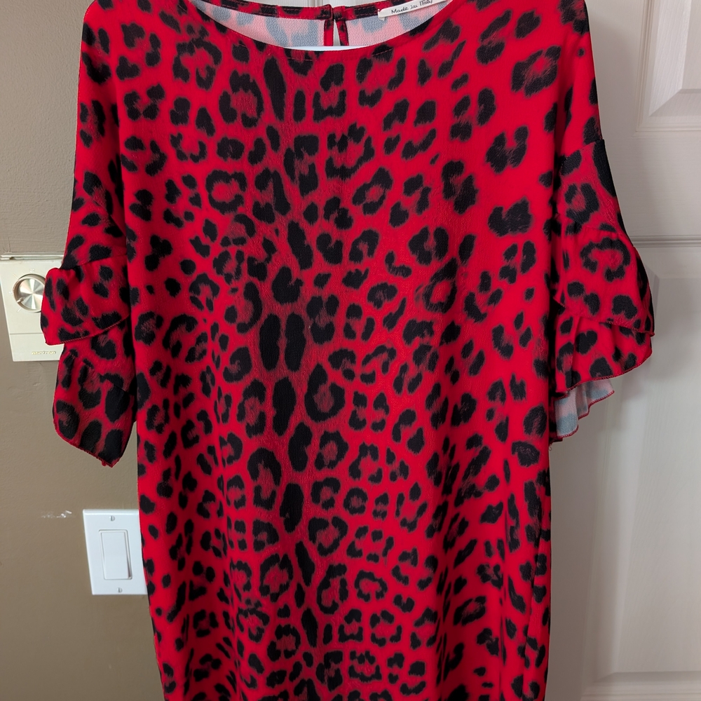 Red Leopard Print Women's Dress - US 10